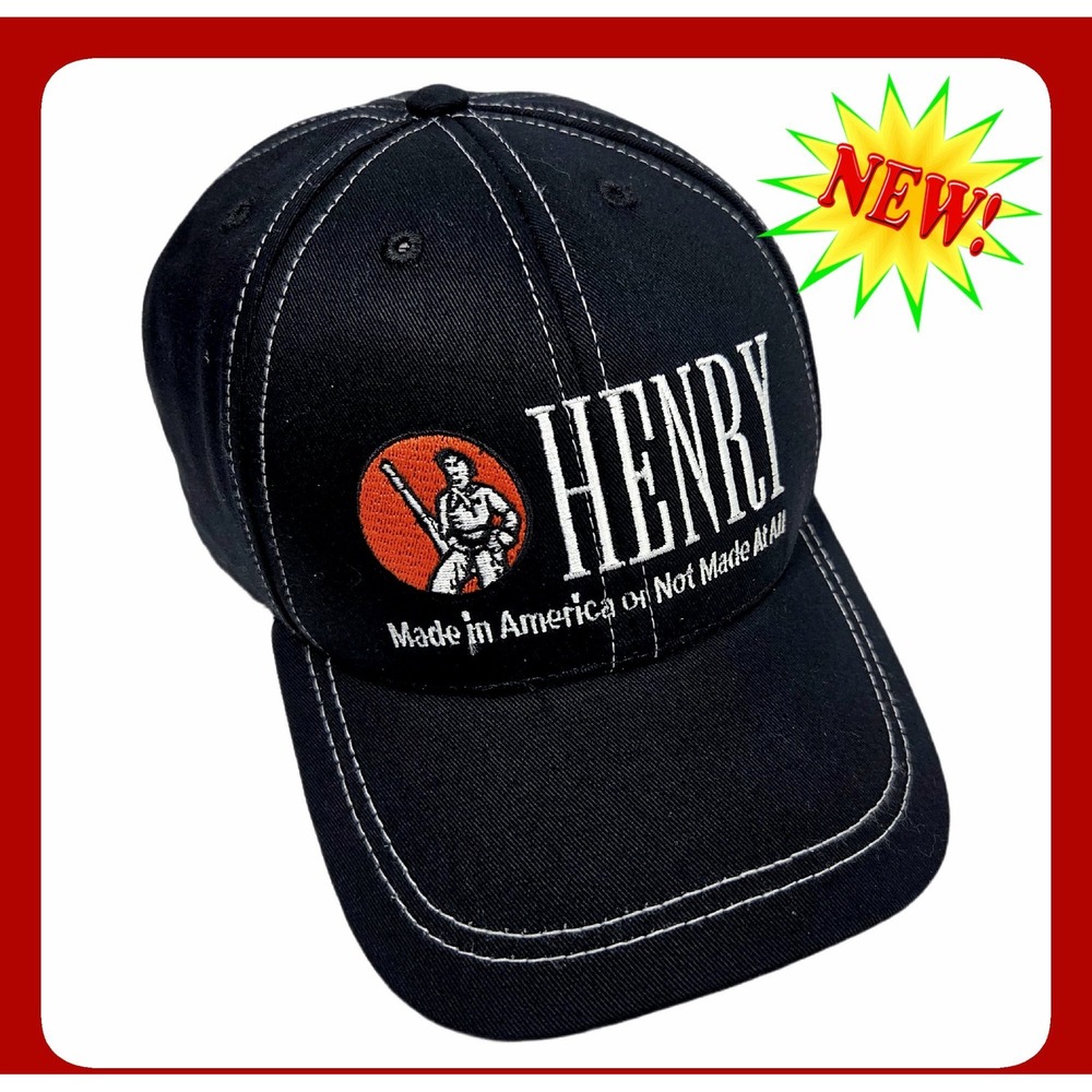 Henry Repeating Arms Hat Black OSFM Strapback Made USA Logo Baseball Cap